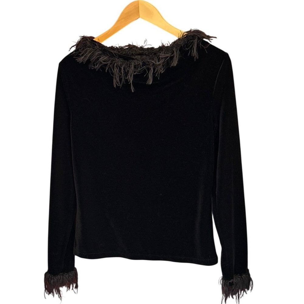 Vintage 90's Y2K Harold's Velvet Top Whimsigoth Glam Black Evening Blouse Chic